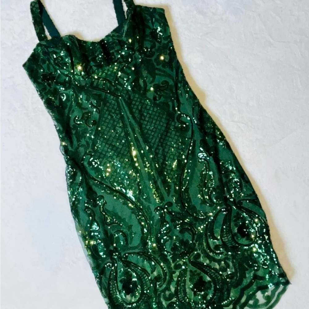 TANITO - ROMARIO - Green Sequin Cocktail Dress - Ukrainian Designer